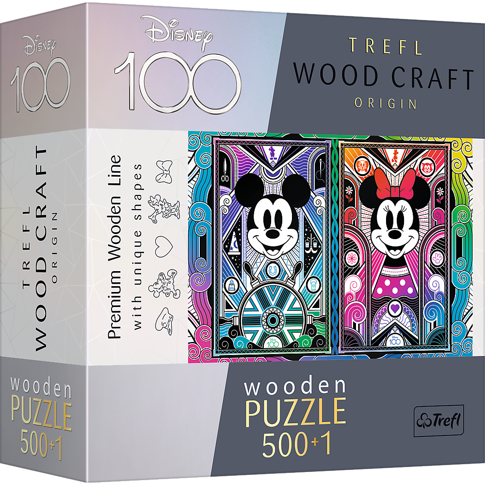 Trefl Wood Craft 500 +1 Piece Wooden Puzzle - Disney's Mickey & Minnie Mouse