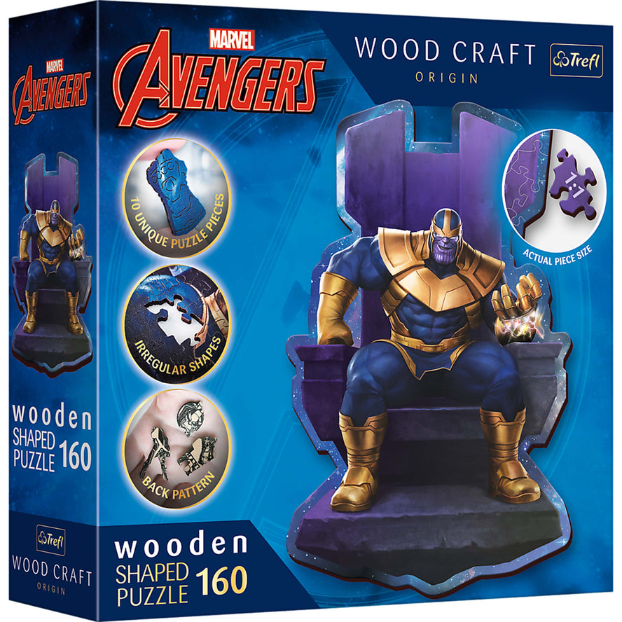 Trefl Wood Craft 160 Piece Wooden Puzzle - Marvel Thanos on Throne