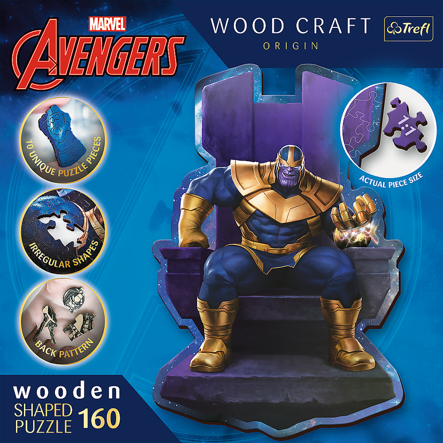 Trefl Wood Craft 160 Piece Wooden Puzzle - Marvel Thanos on Throne