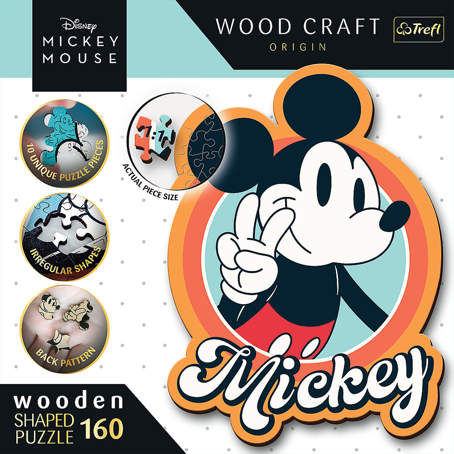Trefl Wood Craft 160 Piece Wooden Puzzle - Disney's Mickey Mouse