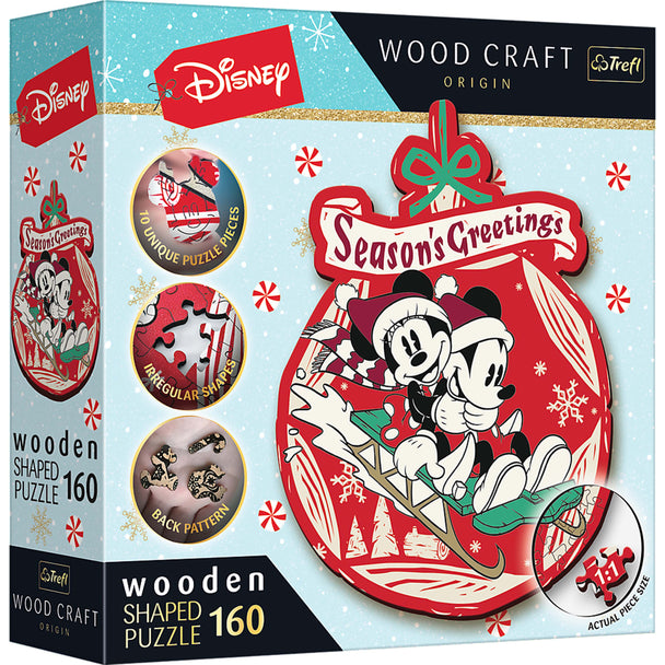 Trefl Wood Craft 160 Piece Wooden Puzzle - Disney's Christmas Mickey Mouse