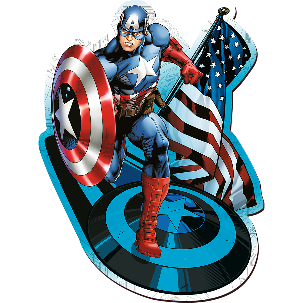 Trefl Wood Craft 160 Piece Wooden Puzzle - Marvel - Fearless Captain America