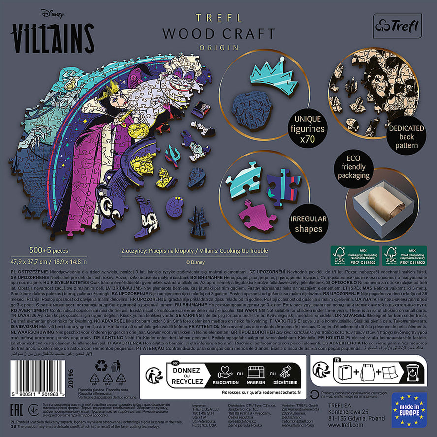 Trefl Wood Craft 500 +5 Piece Wooden Puzzle - Disney's Villains