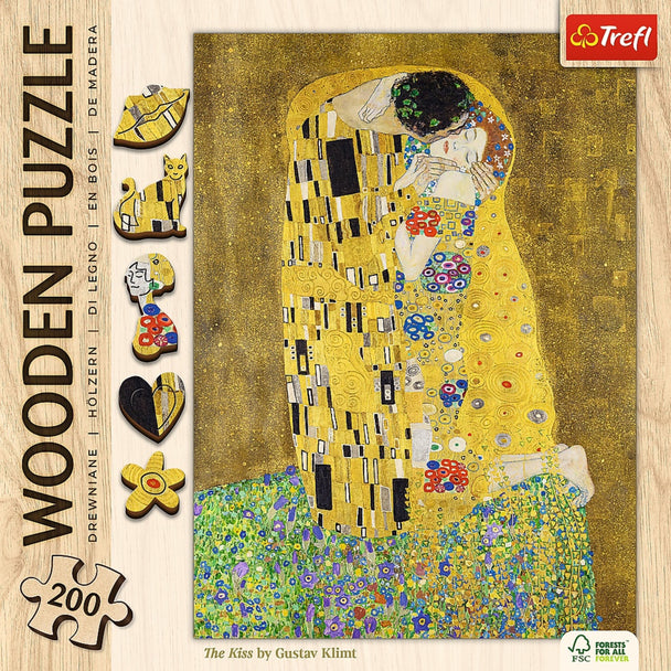 Trefl Wood Craft 200 Piece Wooden Puzzle - Kiss - Gustav Klimt