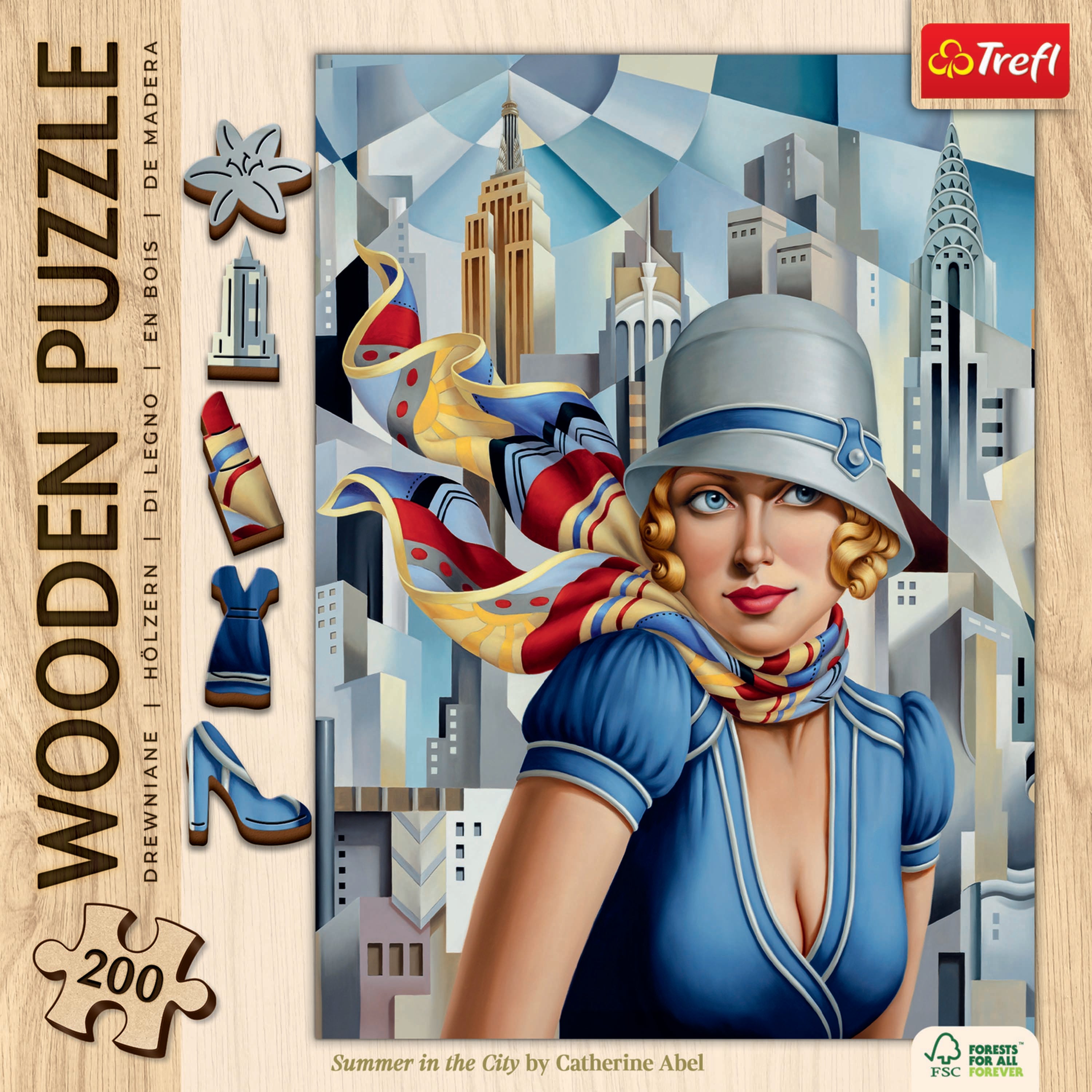 Trefl Wood Summer in the City - Catherine Abel Wooden Puzzle 200 Piece