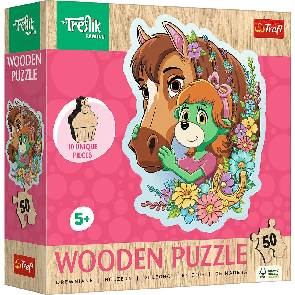 Trefl Wood Craft 50 Piece Wooden Puzzle - Happy Treflik Family