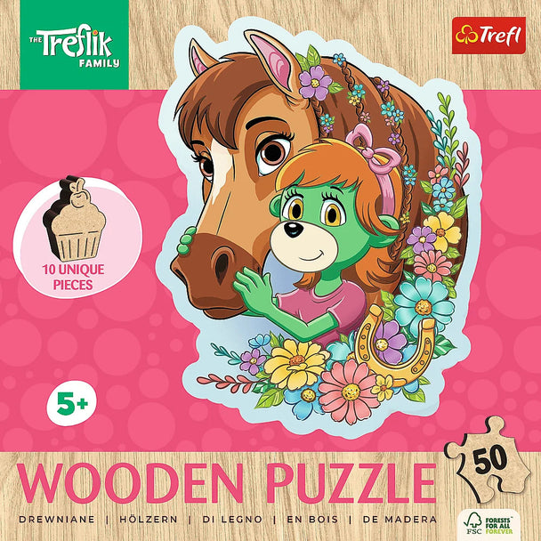 Trefl Wood Craft 50 Piece Wooden Puzzle - Happy Treflik Family