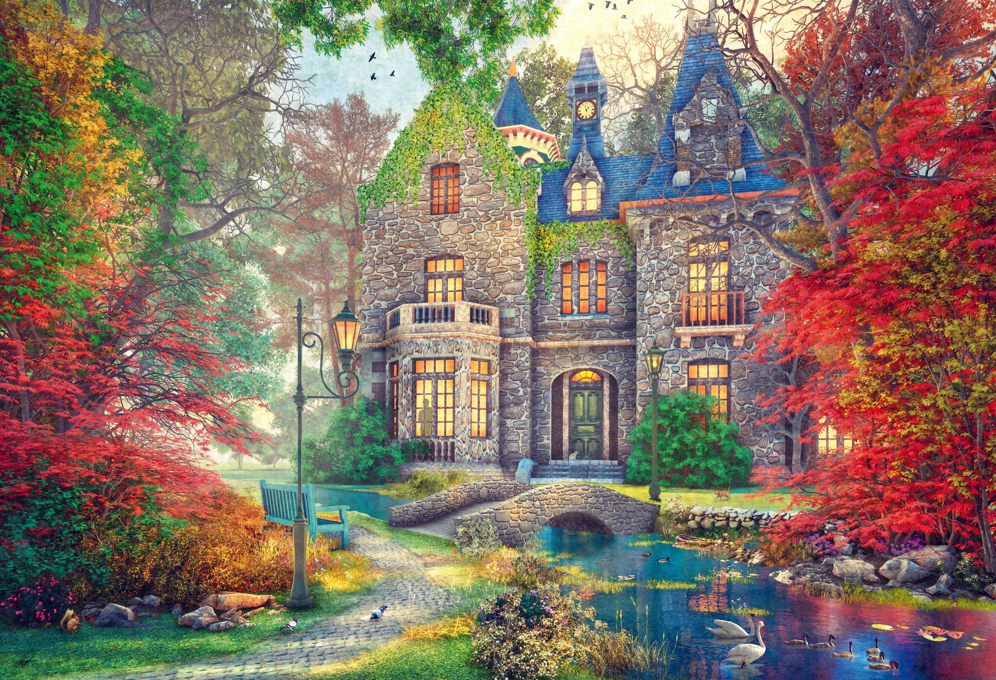 Trefl Red 1500 Piece Puzzle - Autumn Mansion