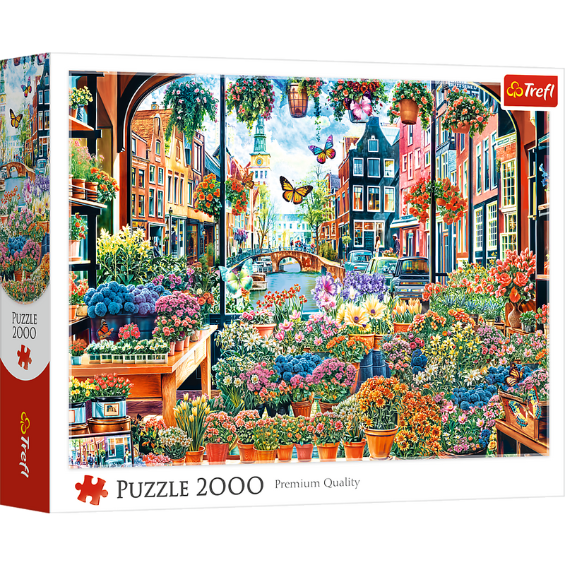 Trefl Red Flower Shop in Amsterdam 2000 Piece Puzzle