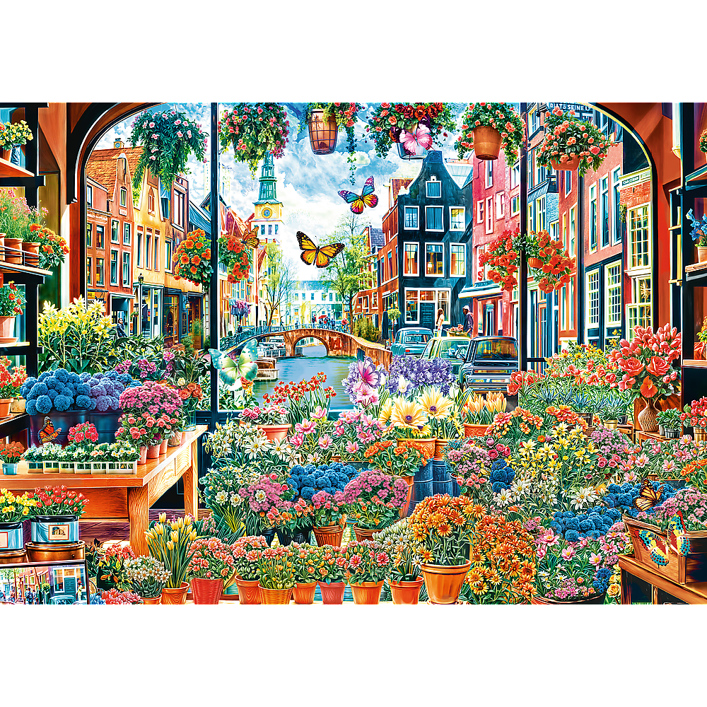 Trefl Red Flower Shop in Amsterdam 2000 Piece Puzzle