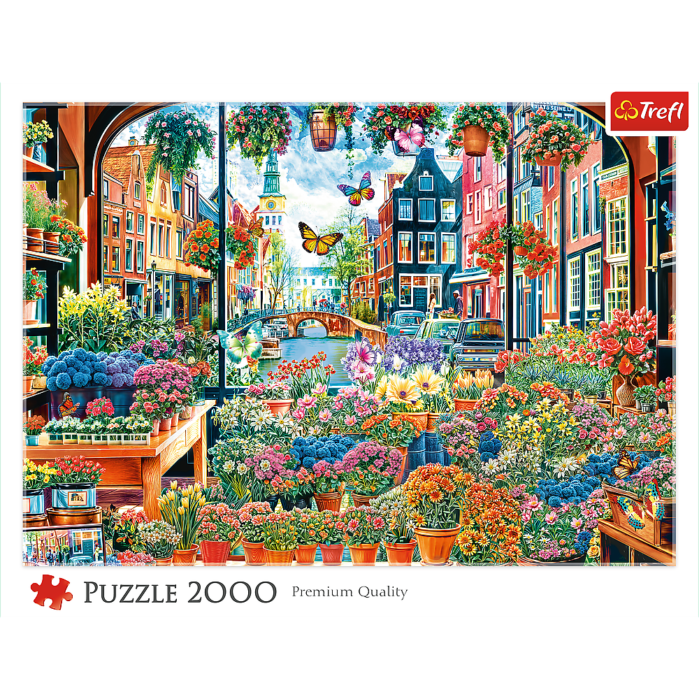 Trefl Red Flower Shop in Amsterdam 2000 Piece Puzzle