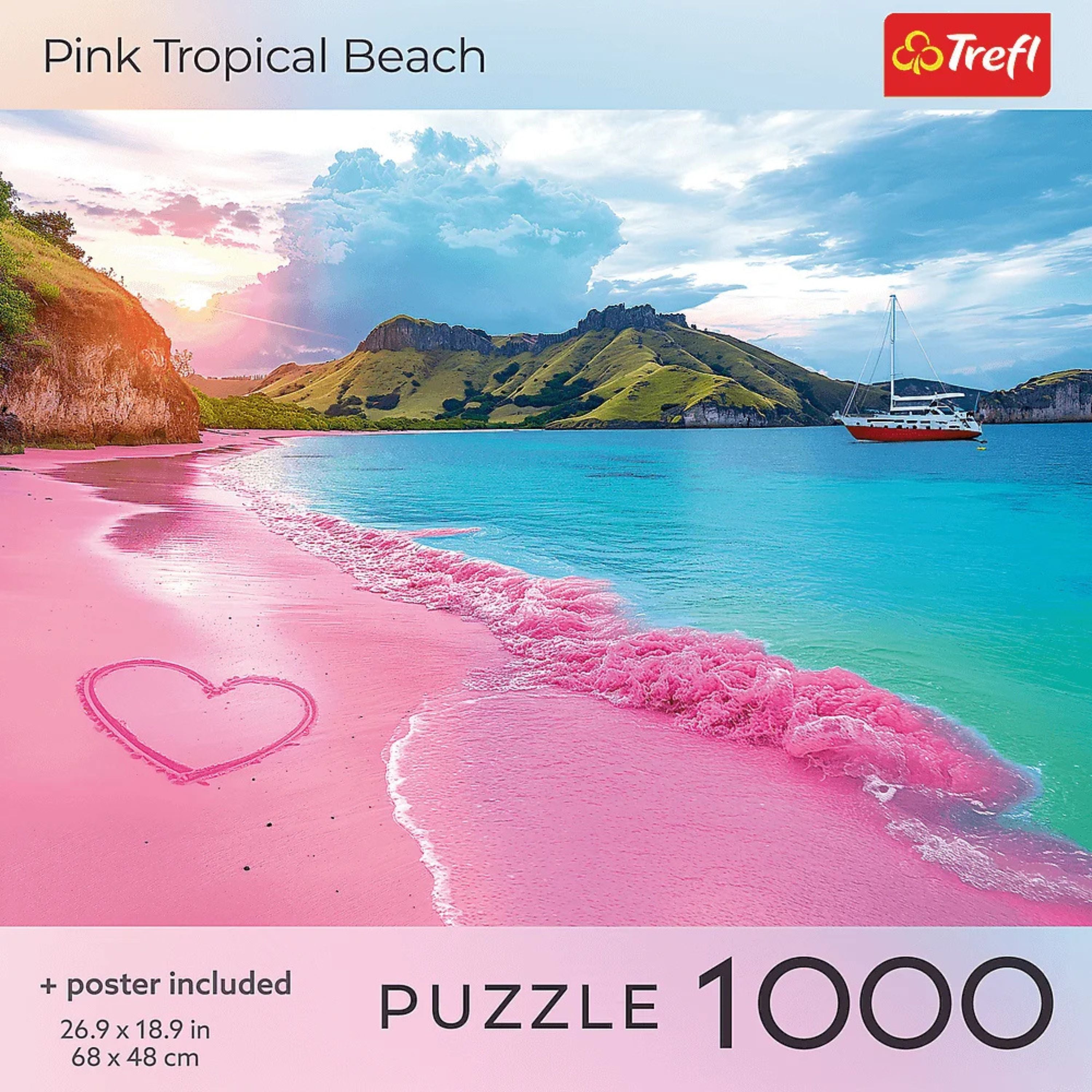 Trefl Red Pink Tropical Beach 1000 Piece Puzzle
