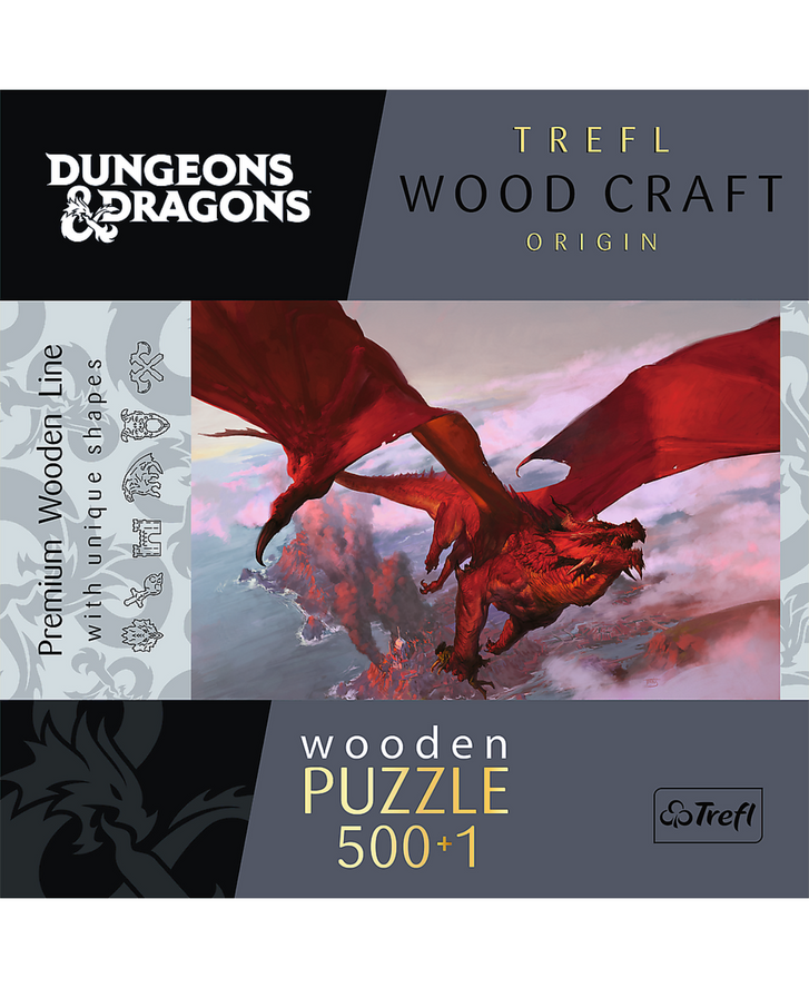 Trefl Wood Craft 501 Piece Wooden Puzzle - Dungeons & Dragons - Ancient Red Dragon