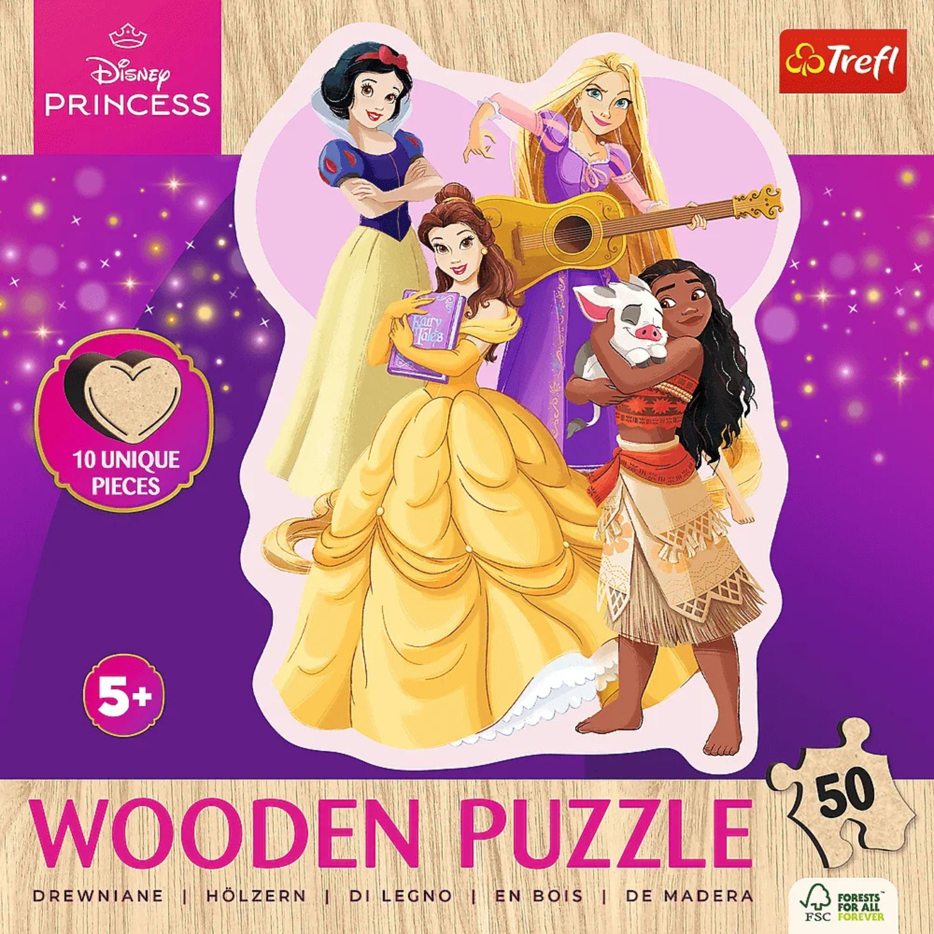 Trefl Wood Craft 50 Piece Wooden Puzzle - Disney's Lovely Princesses