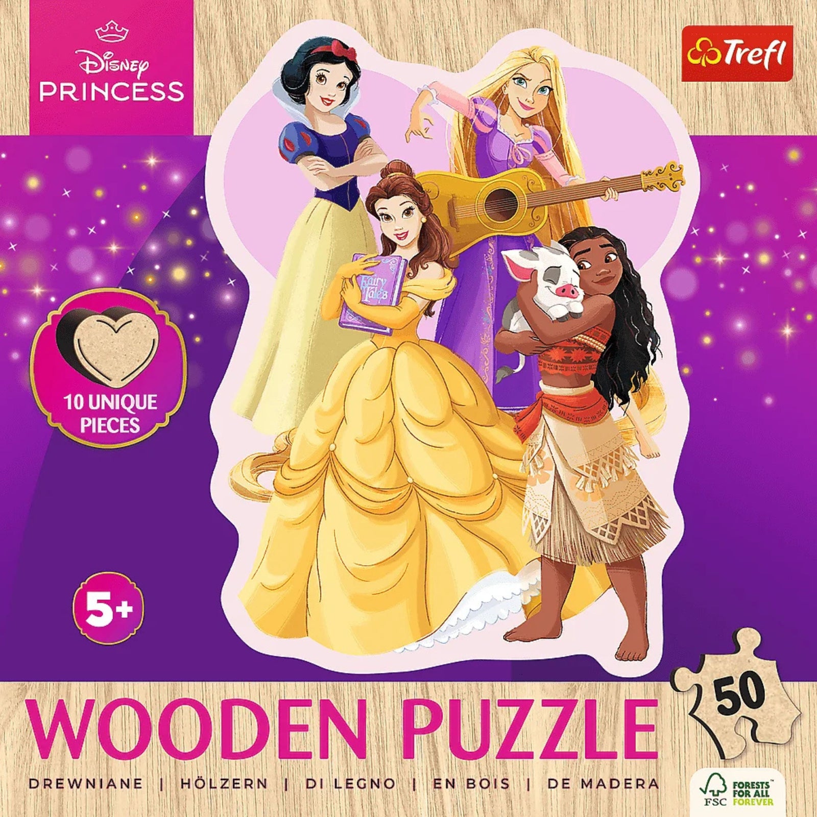 Trefl Wood Craft 50 Piece Wooden Puzzle - Disney's Lovely Princesses