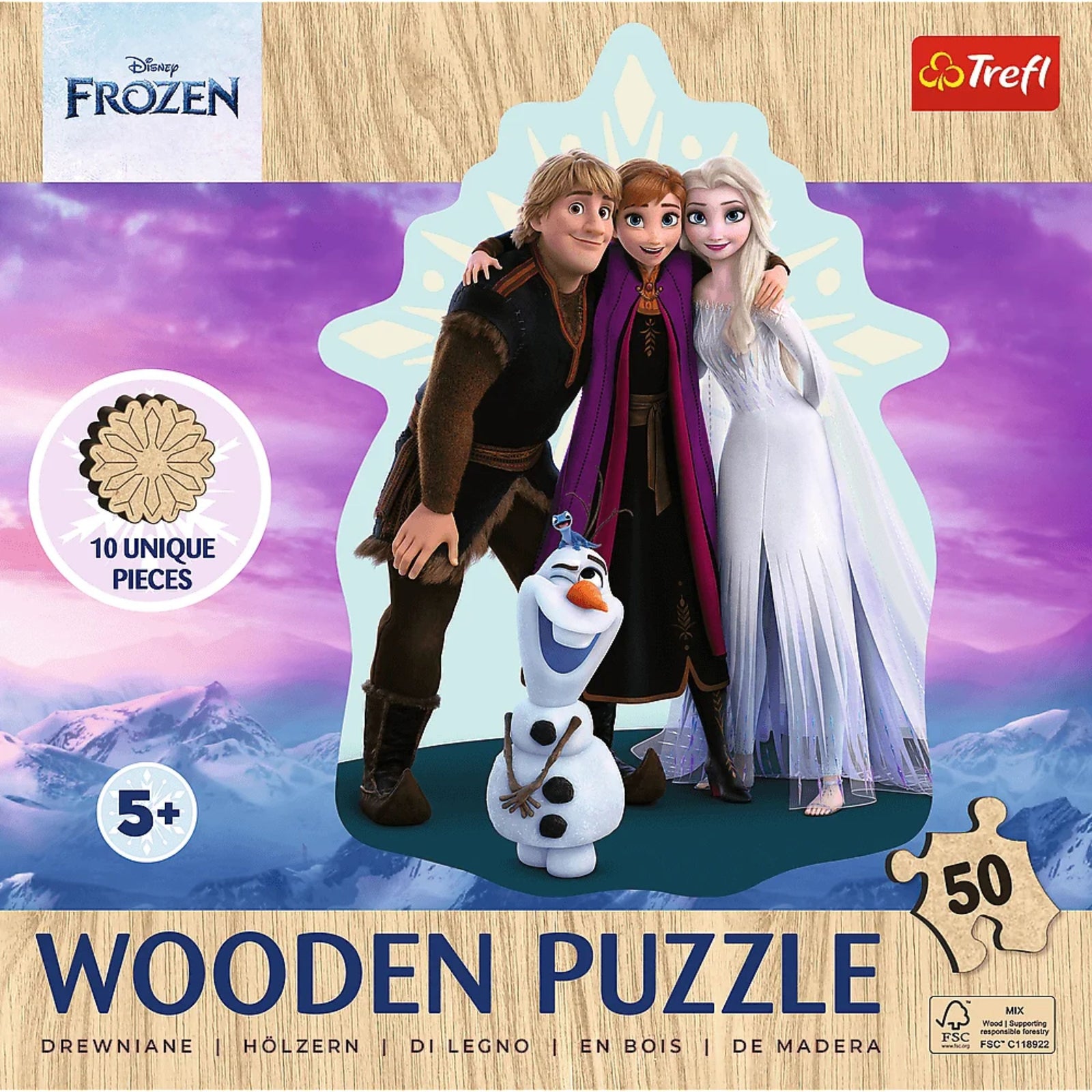 Trefl Wood Craft 50 Piece Wooden Puzzle - Disney's Favorite Frozen