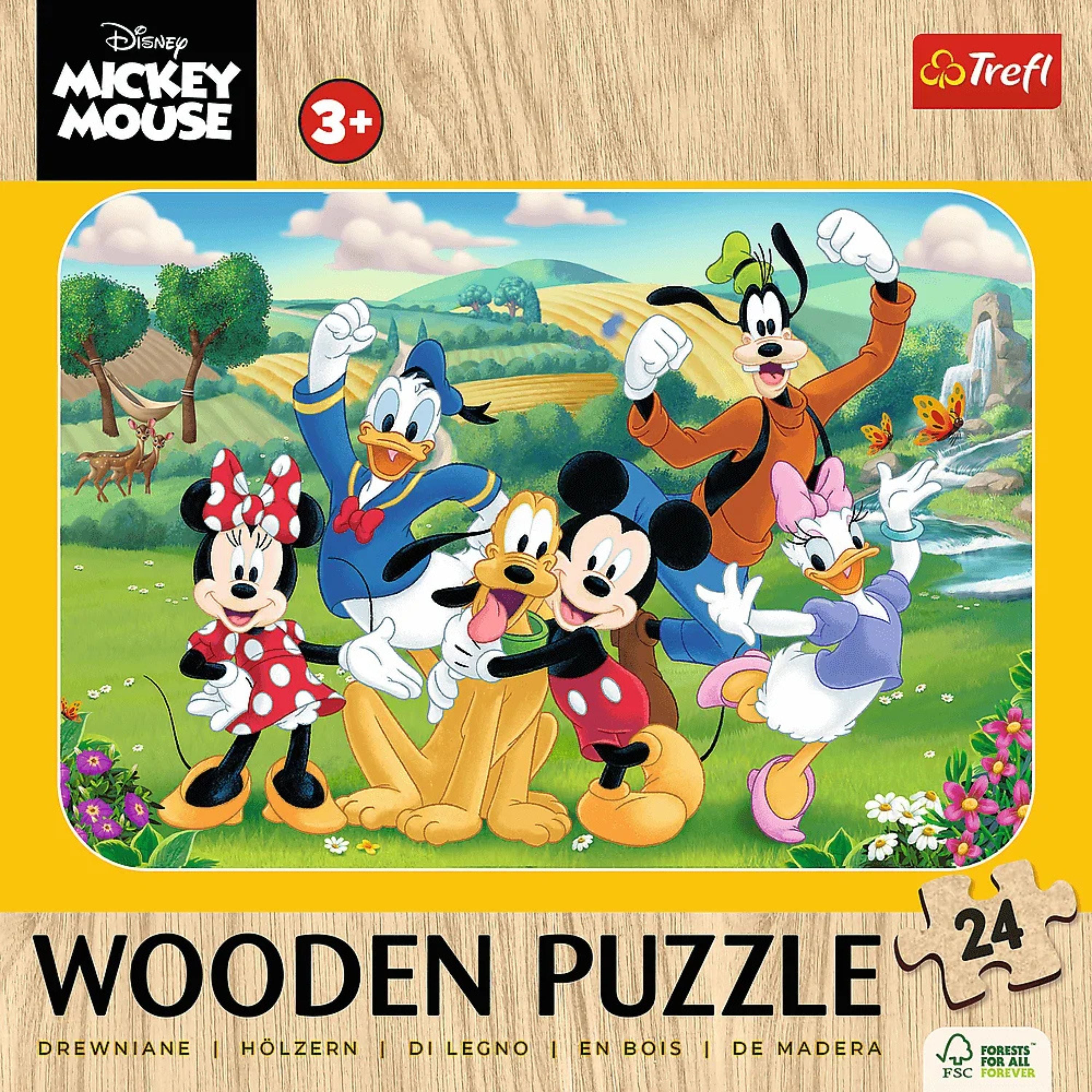 Trefl Wood Craft 24 Piece Wooden Puzzle - Disney's Mickey and Friends