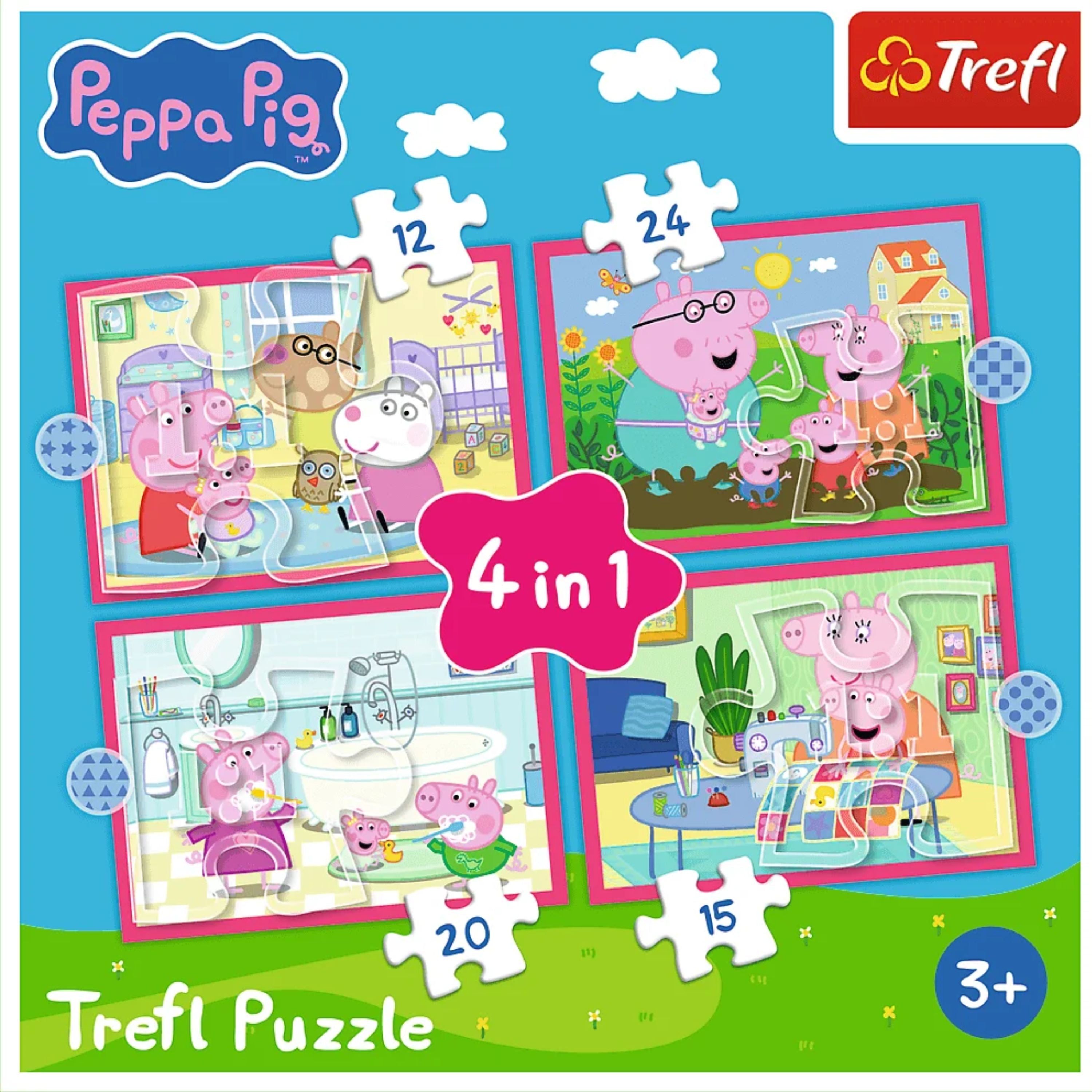 Trefl 4 in 1 (12, 20, 24 & 15 Piece) Puzzle - Peppa Pig Loves Adventures