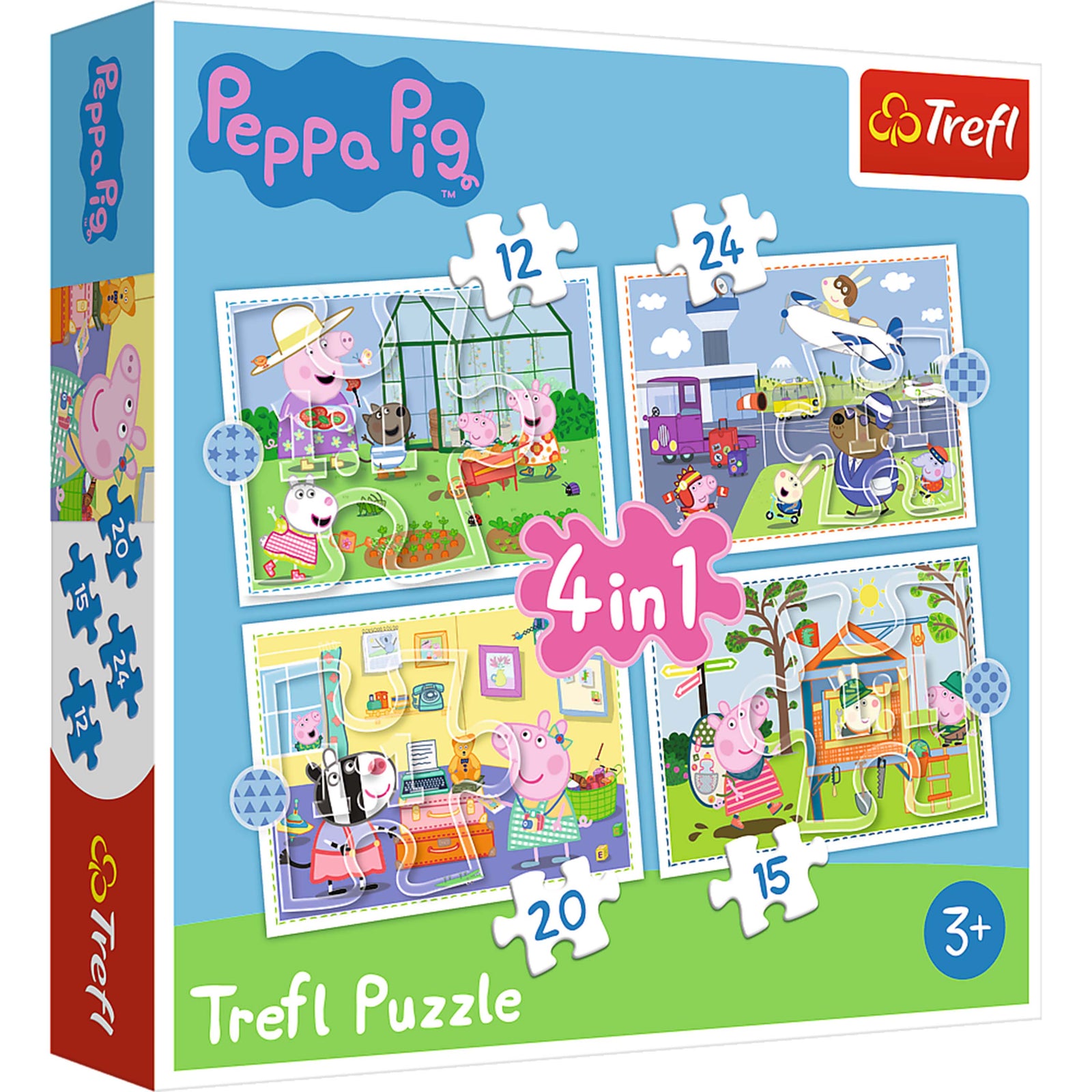 Trefl 4 in 1 (12, 15, 20, 24 Piece) Puzzle - Peppa Pig's Holiday Recollection