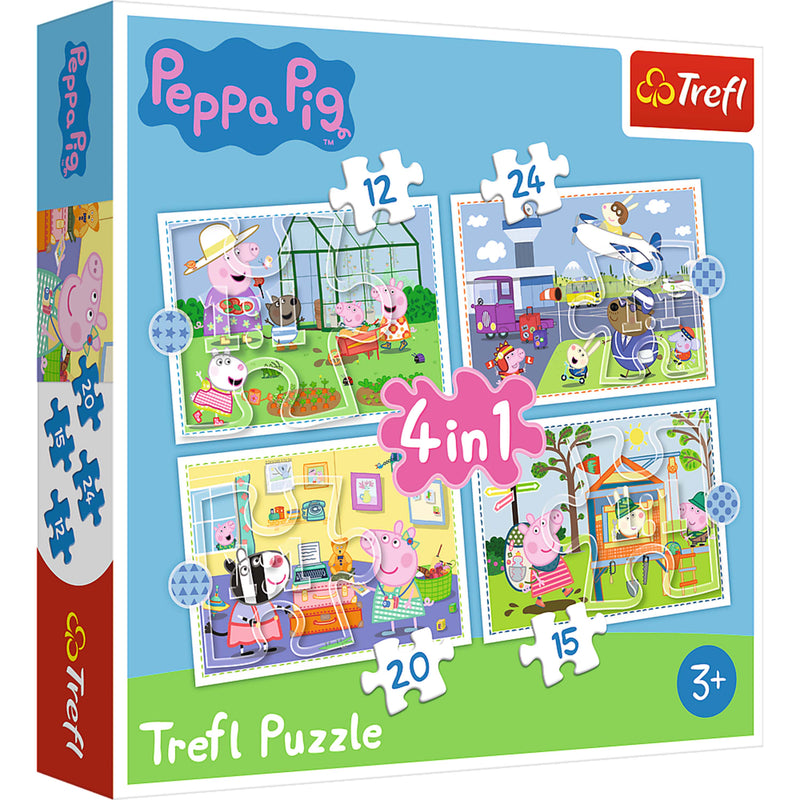 Trefl 4 in 1 (12, 15, 20, 24 Piece) Puzzle - Peppa Pig's Holiday Recollection Jigsaw Puzzle