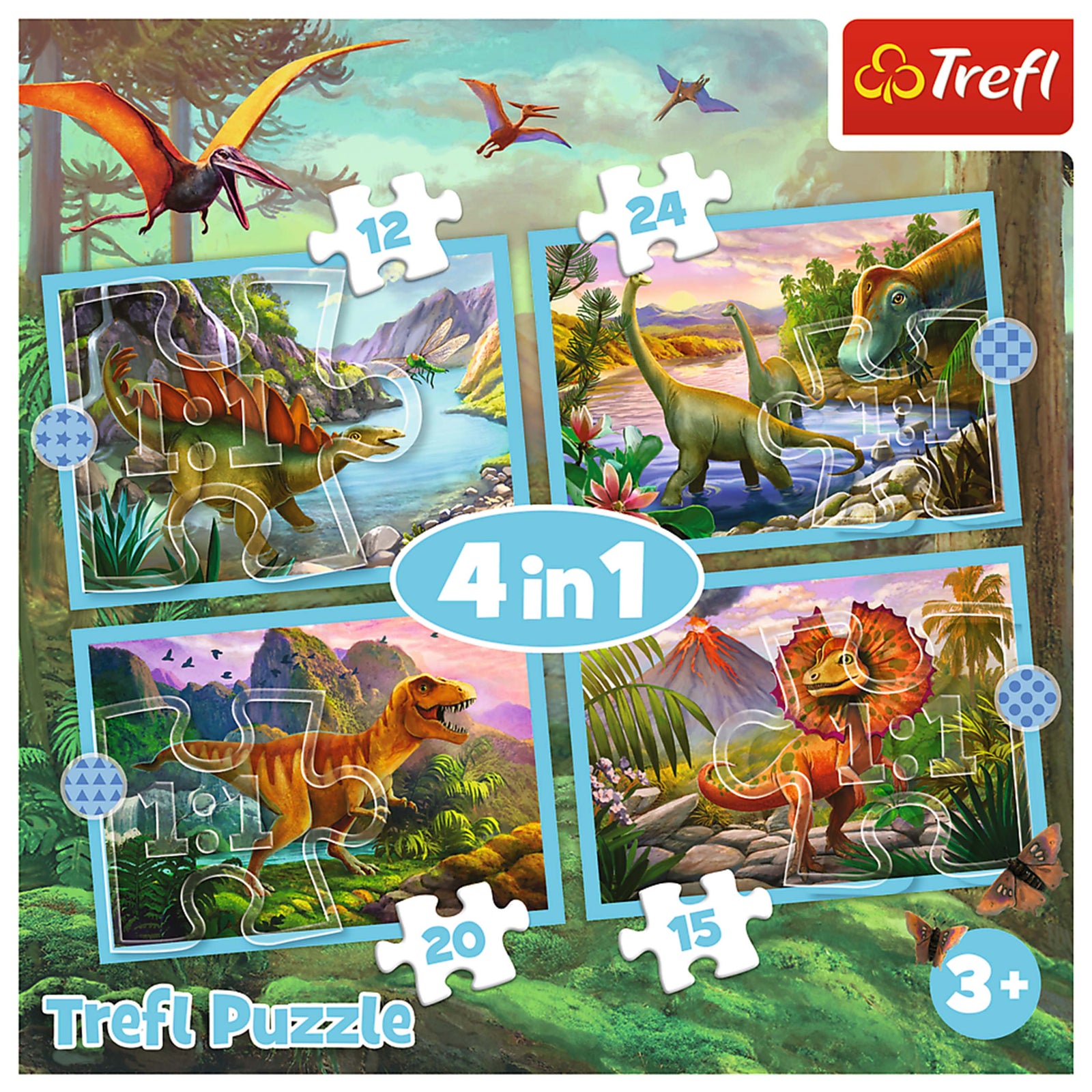 Trefl Preschool 4 in 1 Puzzle - Unique Dinosaurs