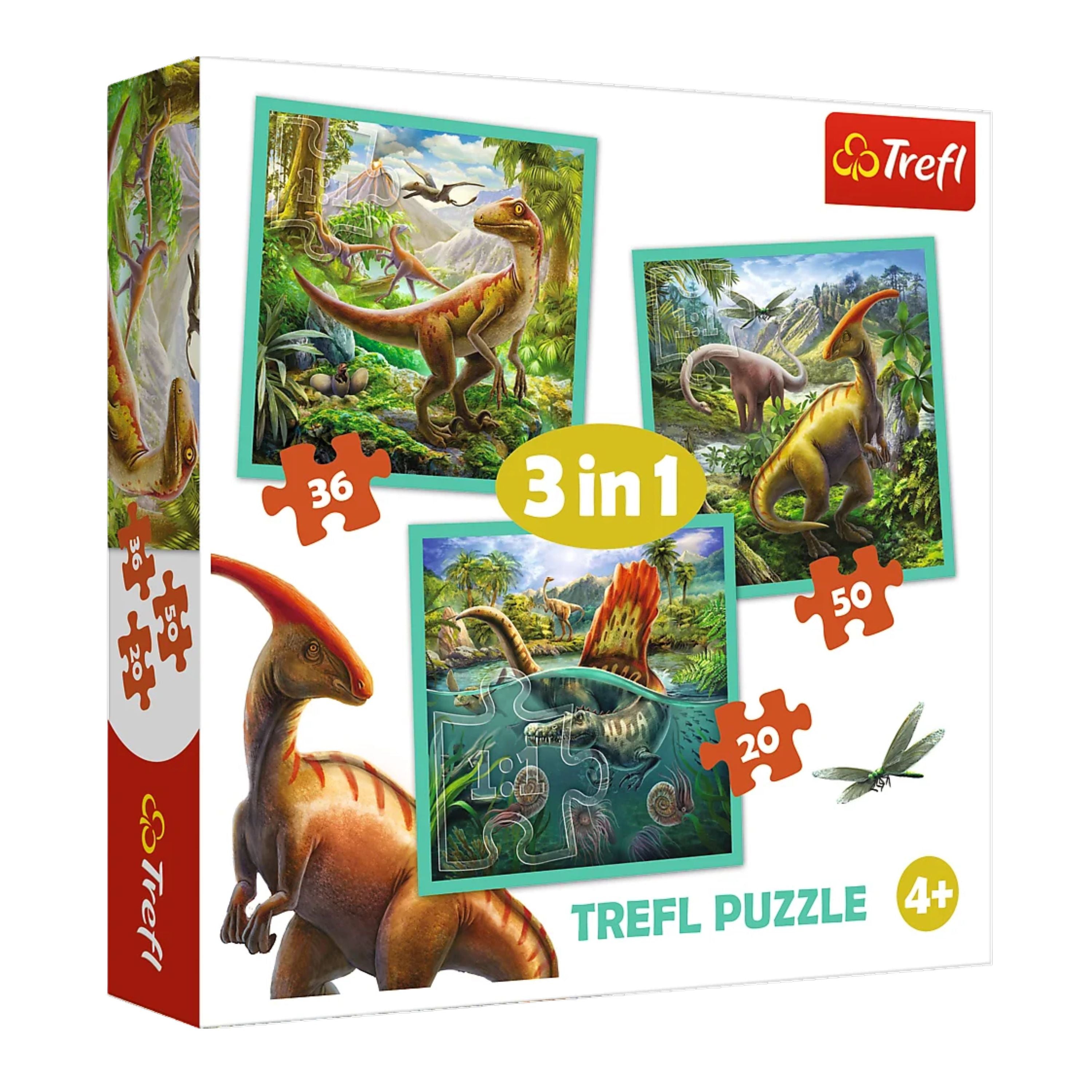 Trefl Preschool 3 in 1 Puzzle - The Extraordinary World of Dinosaurs