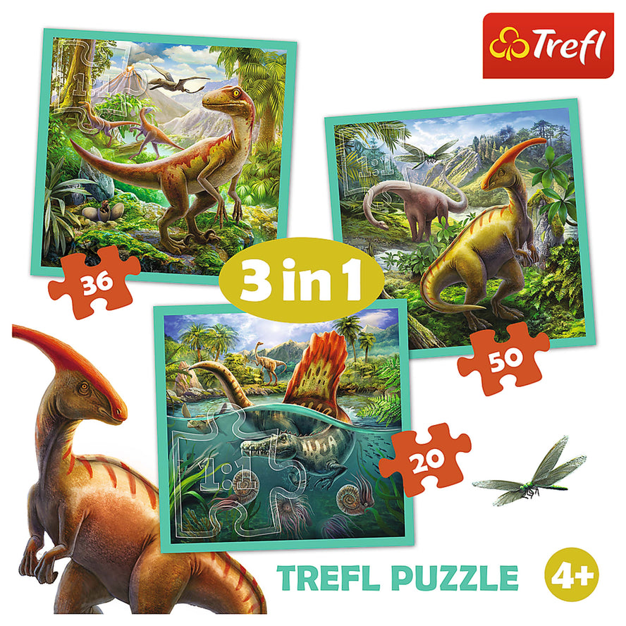 Trefl Preschool 3 in 1 Puzzle - The Extraordinary World of Dinosaurs