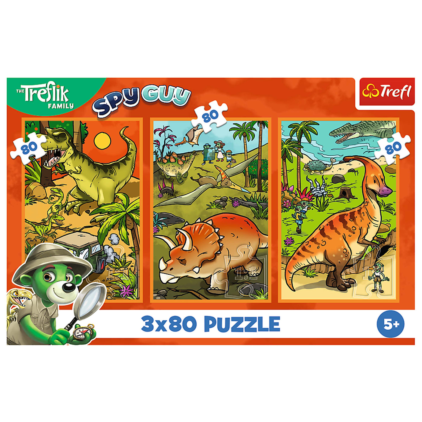 Trefl Kids The Treflik Family - Trefliks in the World of Dinosaurs 3X80 Piece Puzzle