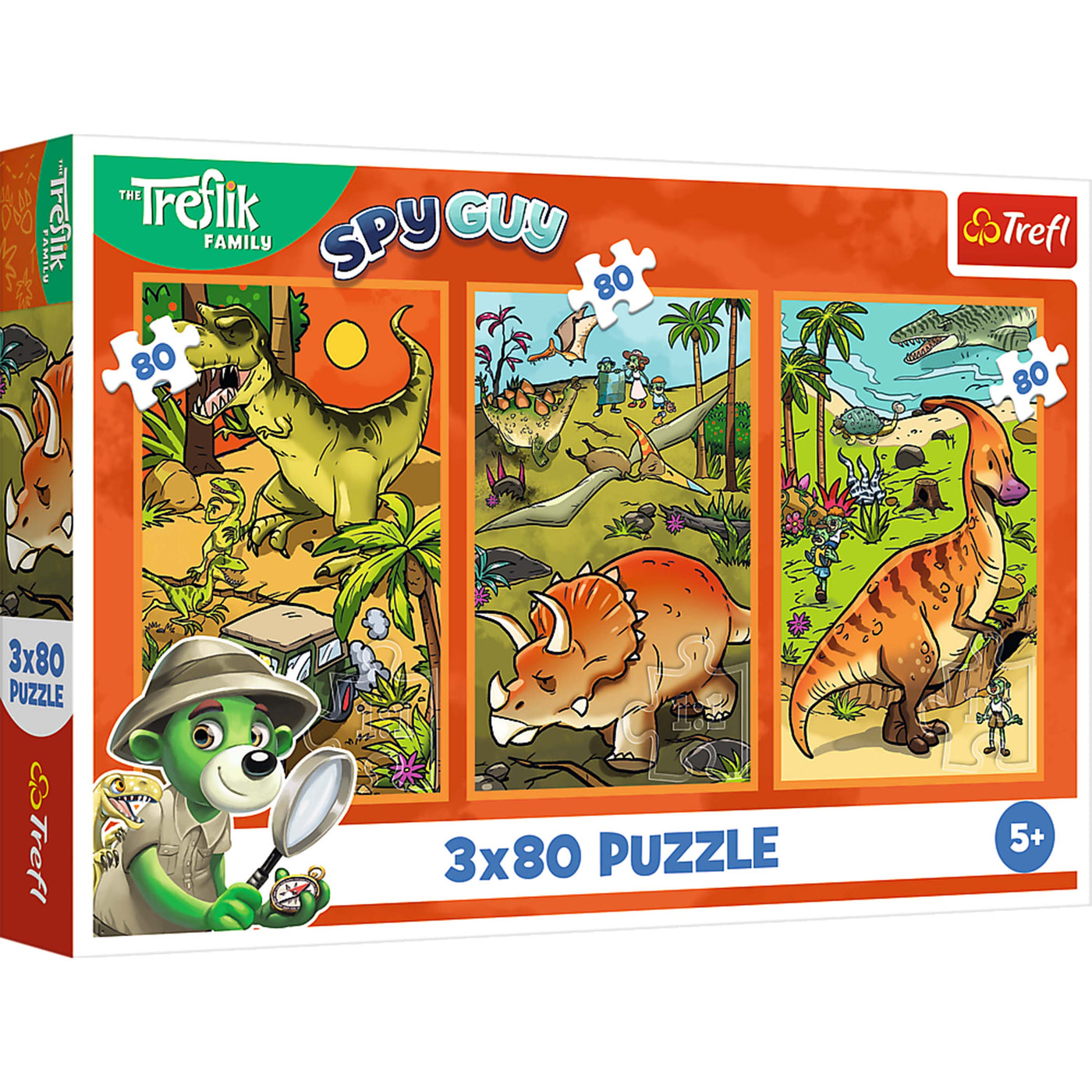 Trefl Kids The Treflik Family - Trefliks in the World of Dinosaurs 3X80 Piece Puzzle