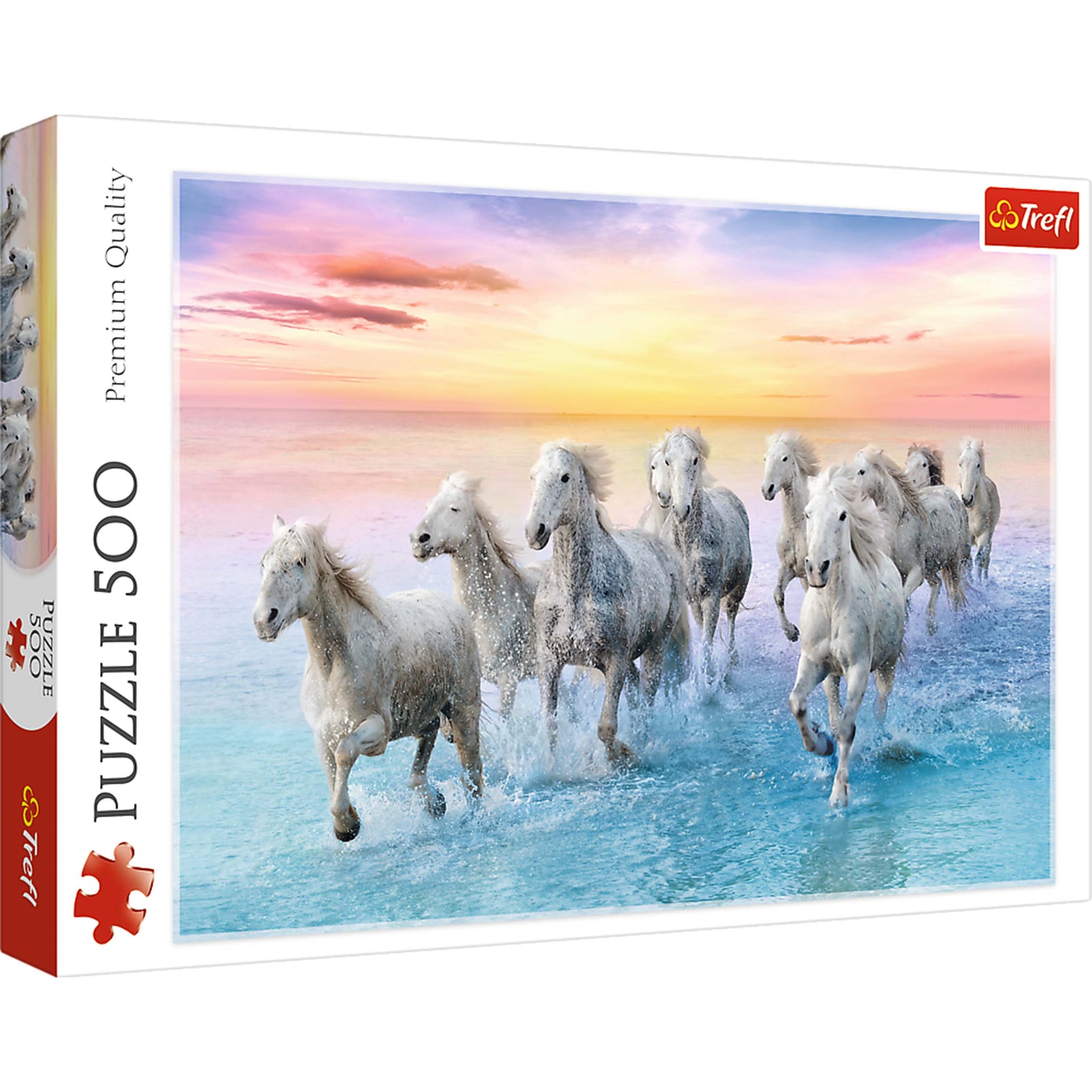 Trefl Red 500 Piece Puzzle - Galloping white horses