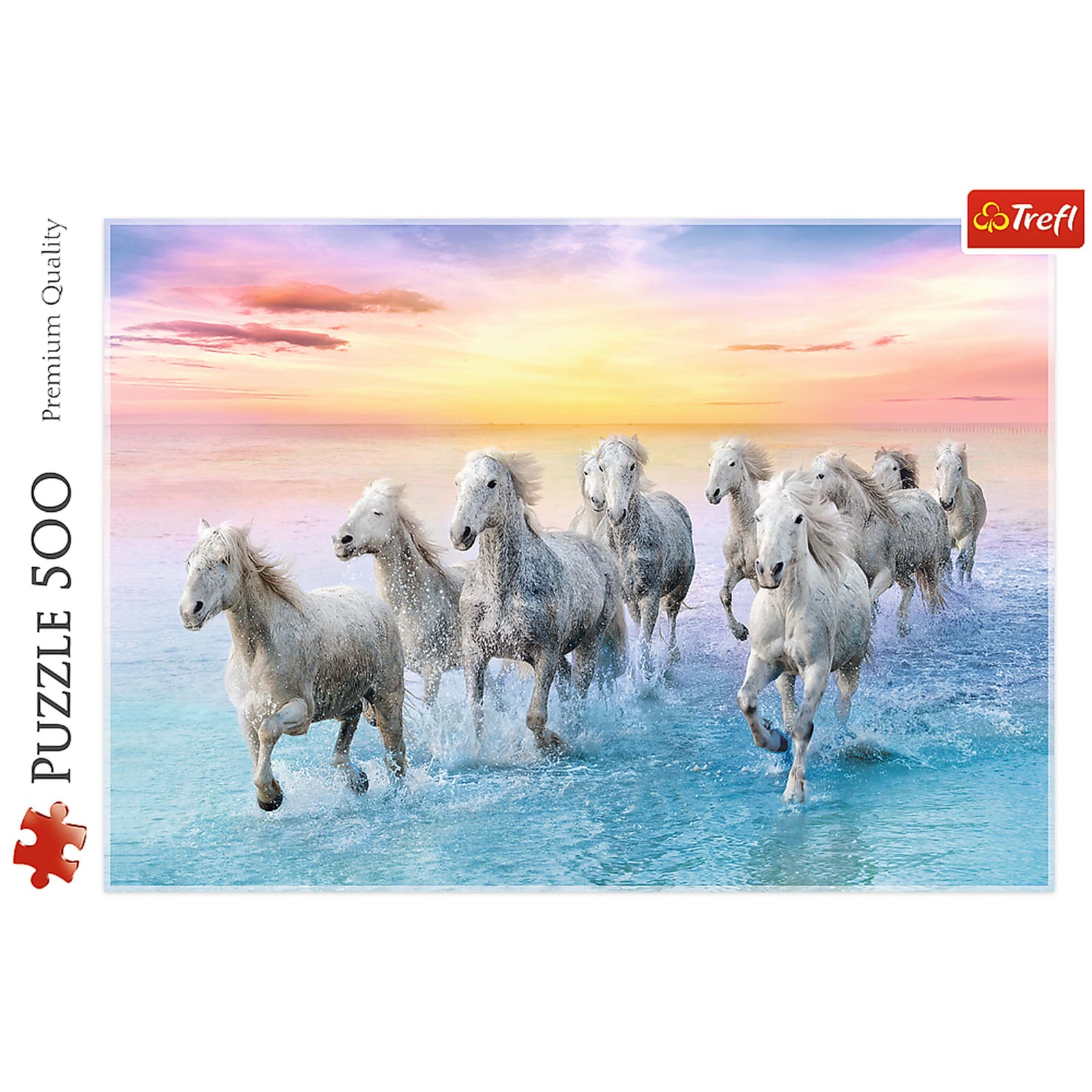 Trefl Red 500 Piece Puzzle - Galloping white horses