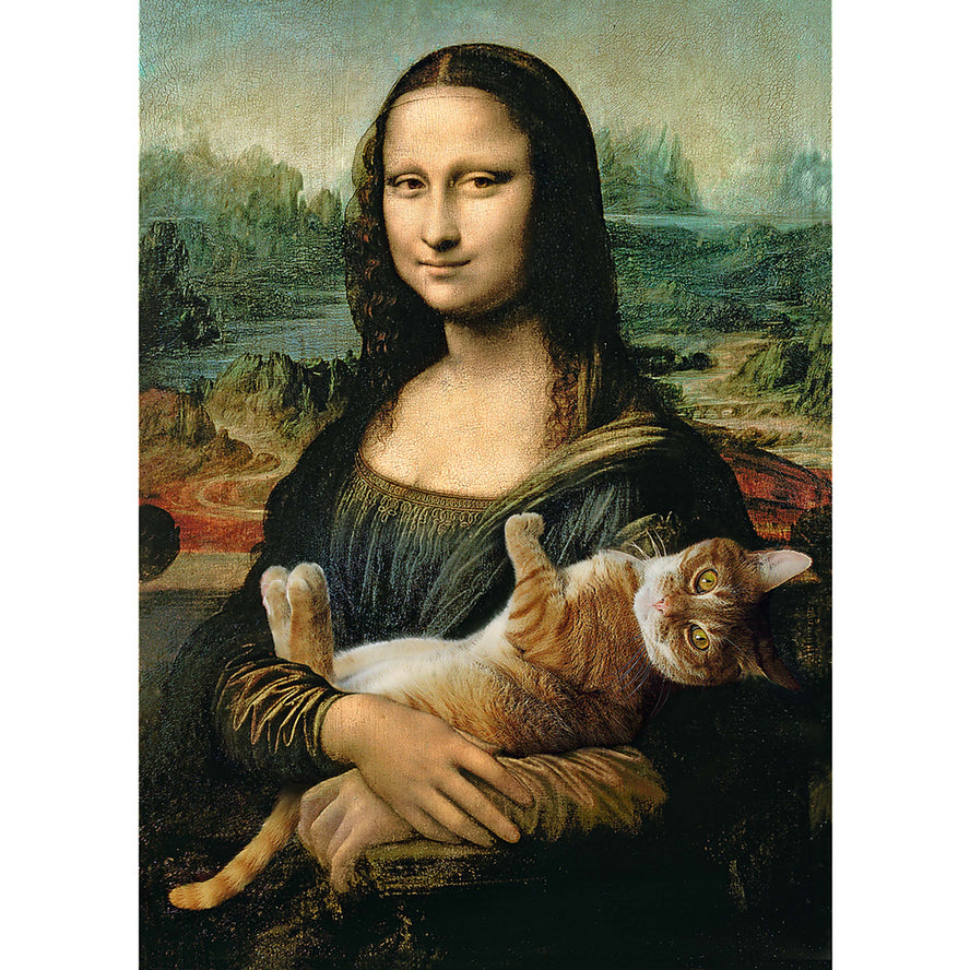 Trefl Red 500 Piece Puzzle - Mona Lisa and Purring Kitty / Bridgeman