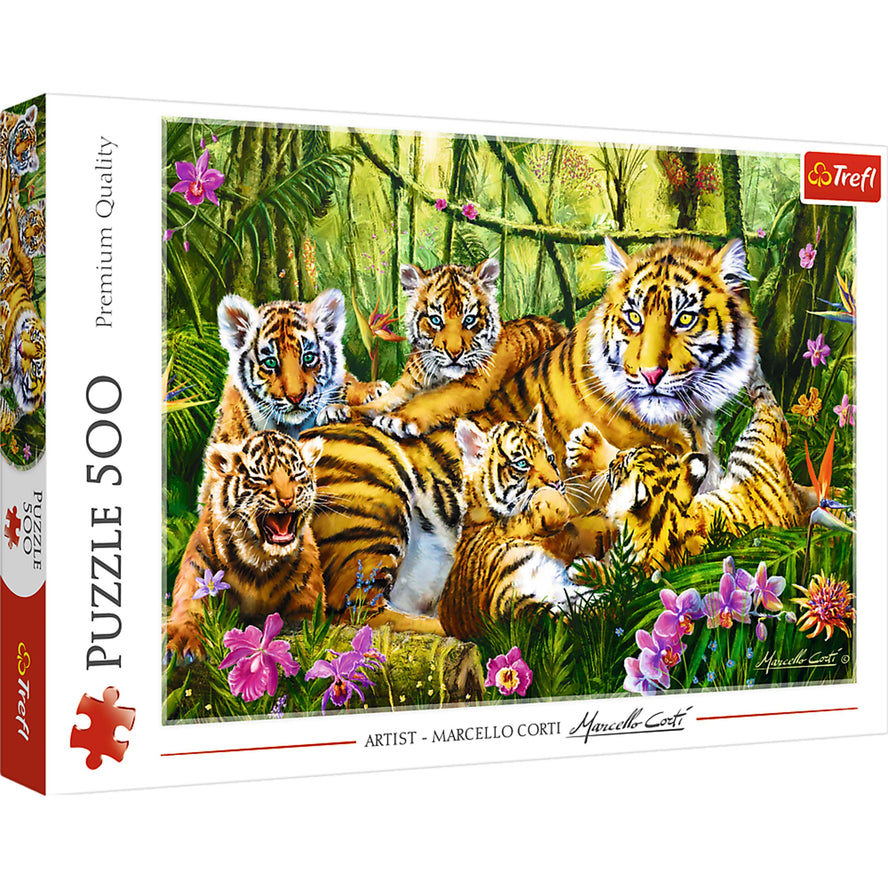 Trefl Red 500 Piece Puzzle - Family of tigers