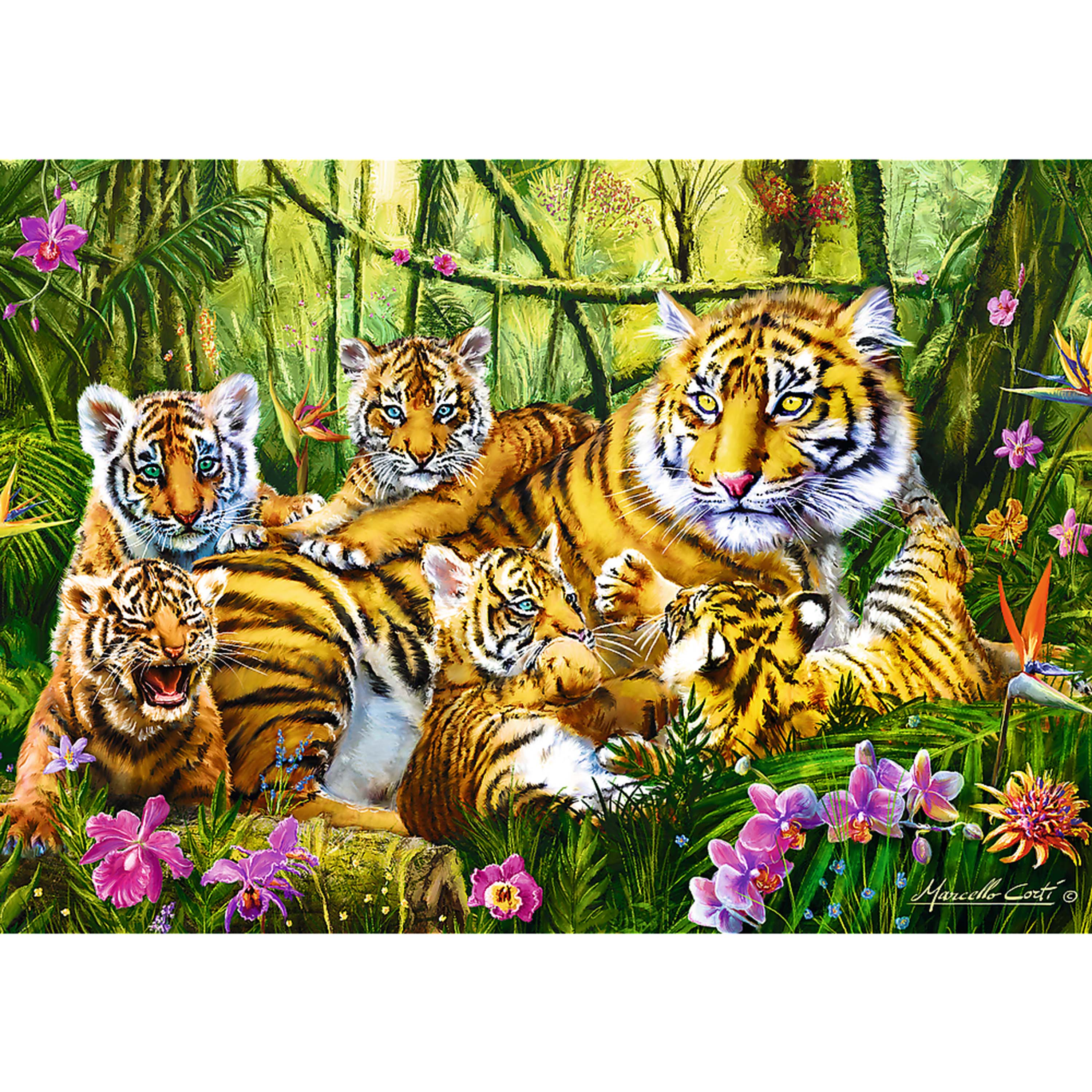 Trefl Red 500 Piece Puzzle - Family of tigers