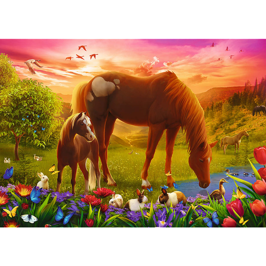 Trefl Red 500 Piece Jigsaw Puzzle - Family of Horses