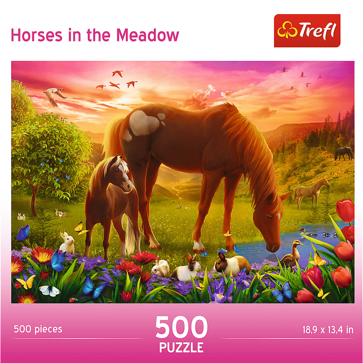 Trefl Red 500 Piece Jigsaw Puzzle - Family of Horses