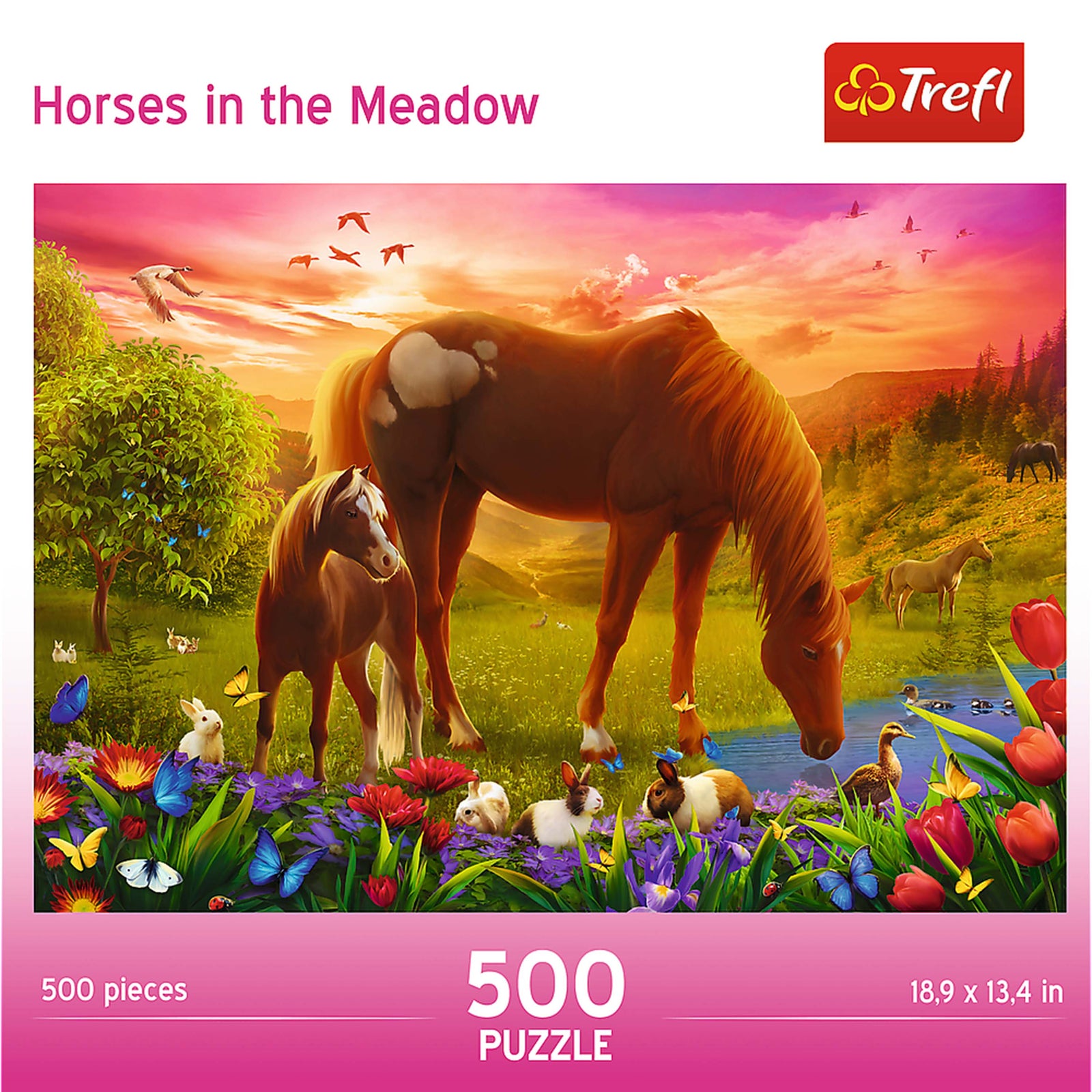 Trefl Red 500 Piece Jigsaw Puzzle - Family of Horses