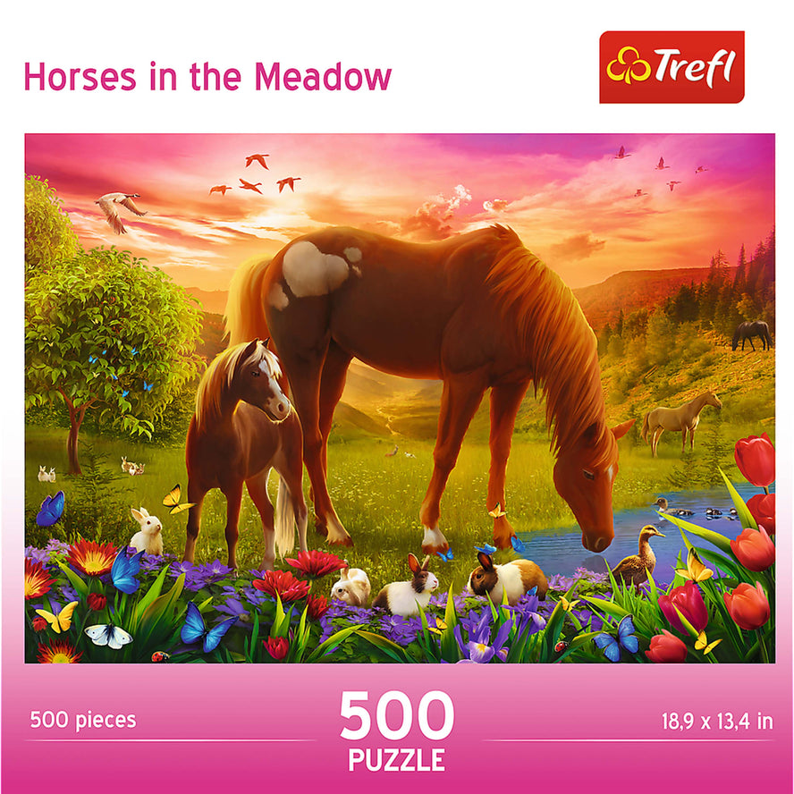 Trefl Red 500 Piece Jigsaw Puzzle - Family of Horses