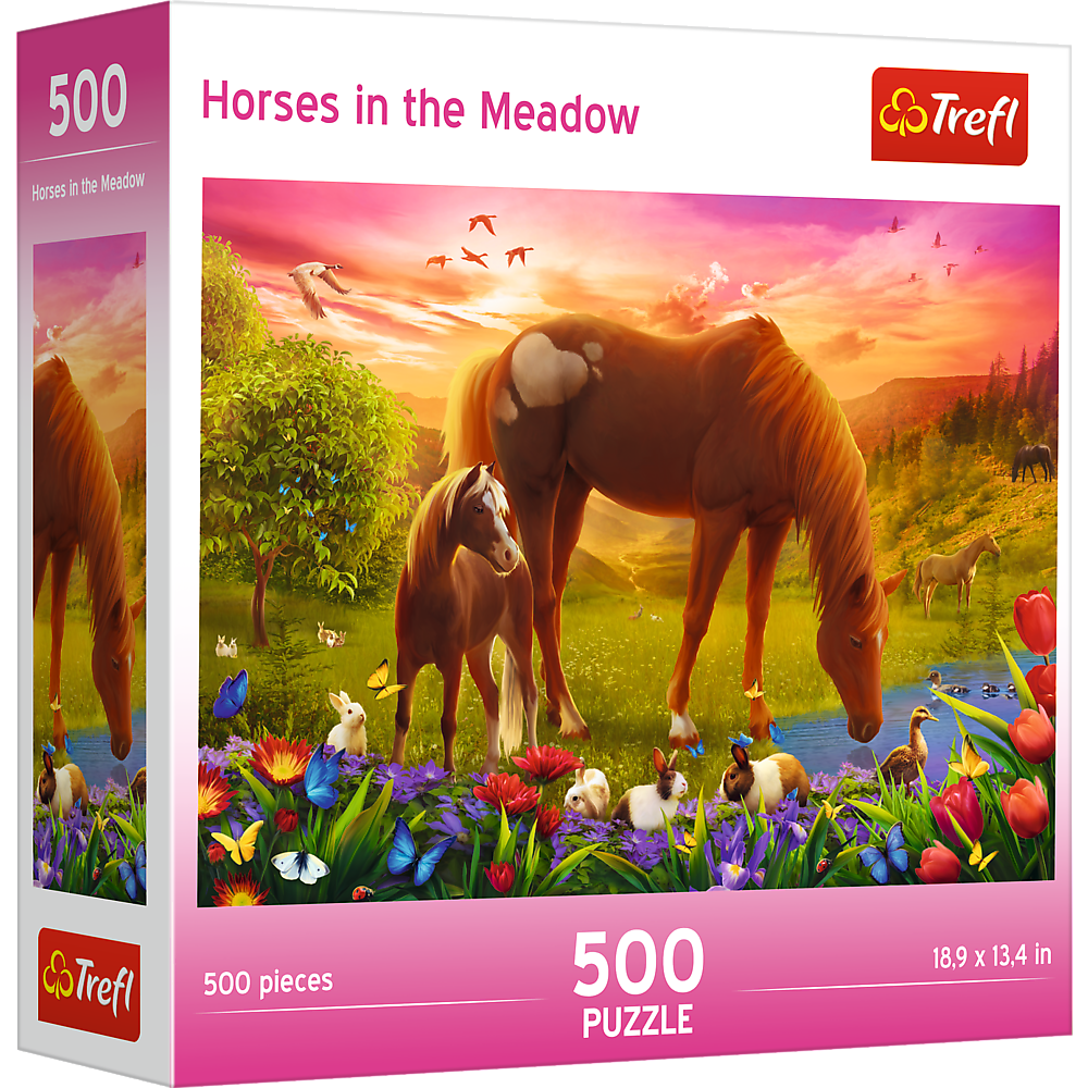 Trefl Red 500 Piece Jigsaw Puzzle - Family of Horses