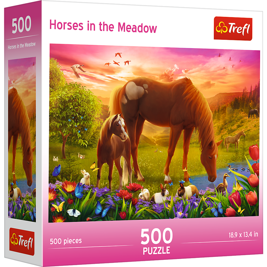 Trefl Red 500 Piece Jigsaw Puzzle - Family of Horses