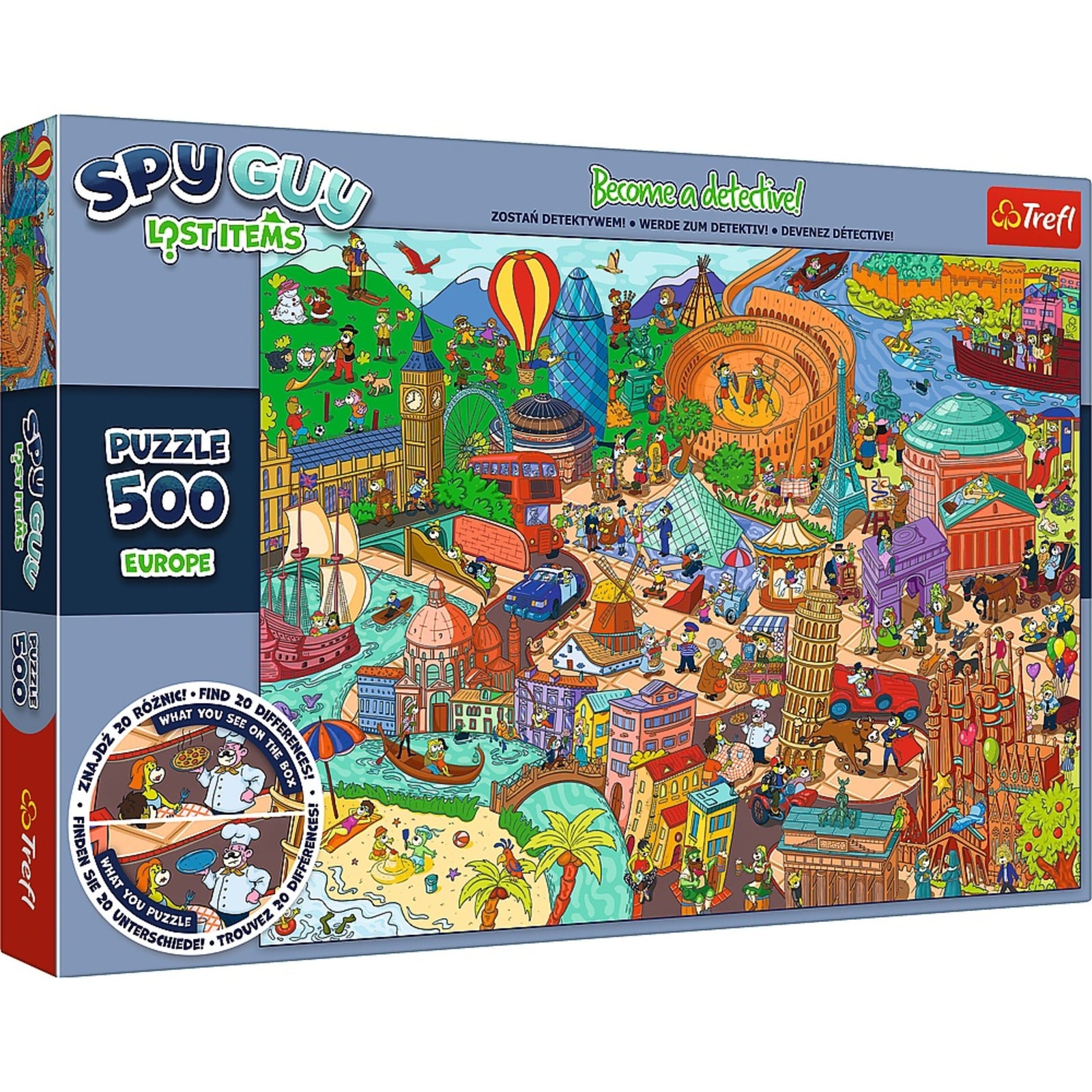 Trefl Kids 500 Piece Puzzle - Spy Guy - Lost Items: Europe