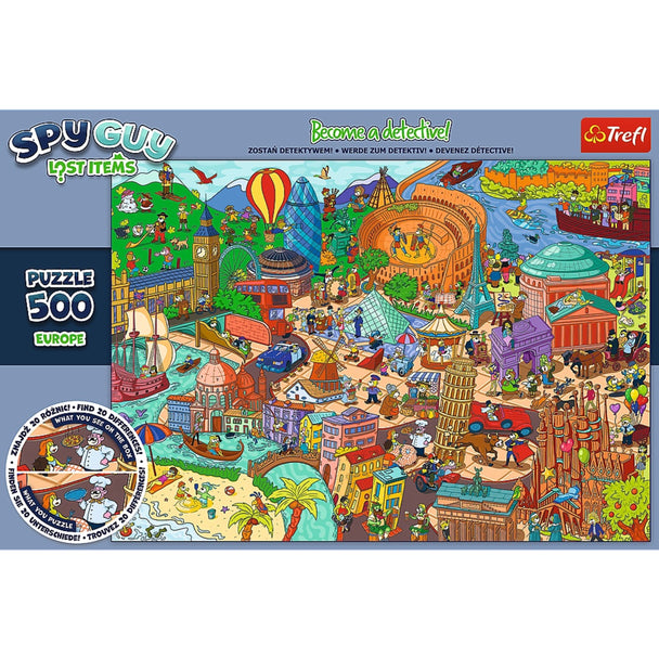 Trefl Kids 500 Piece Puzzle - Spy Guy - Lost Items: Europe