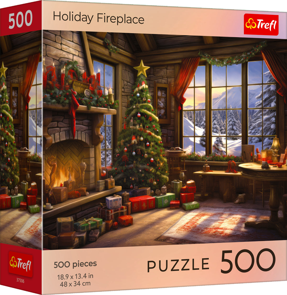 Trefl Red Holiday Fireplace 500 Piece Puzzle