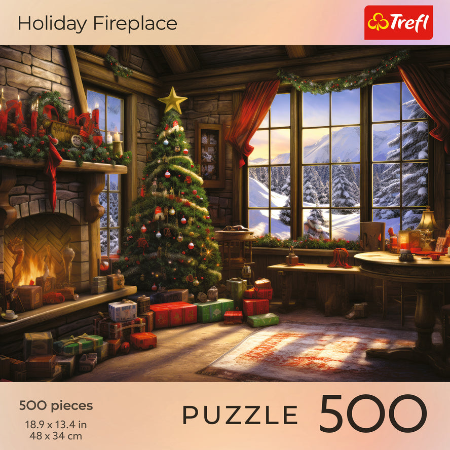 Trefl Red 500 Piece Puzzle - Holiday Fireplace