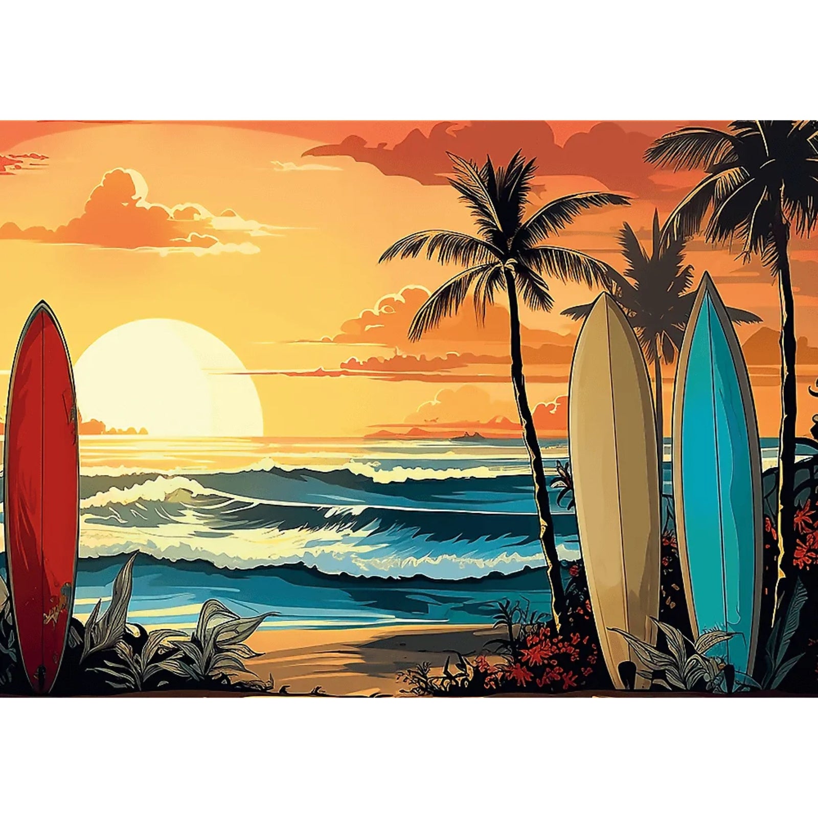 Trefl Red Surfing Sunset 1000 Piece Puzzle