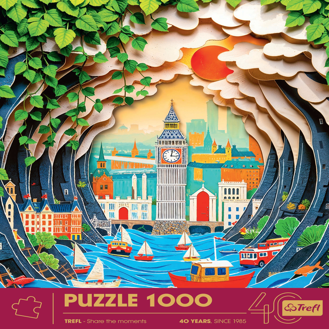 Trefl Red 40th Anniversary London 1000 Piece Paper Art Puzzle