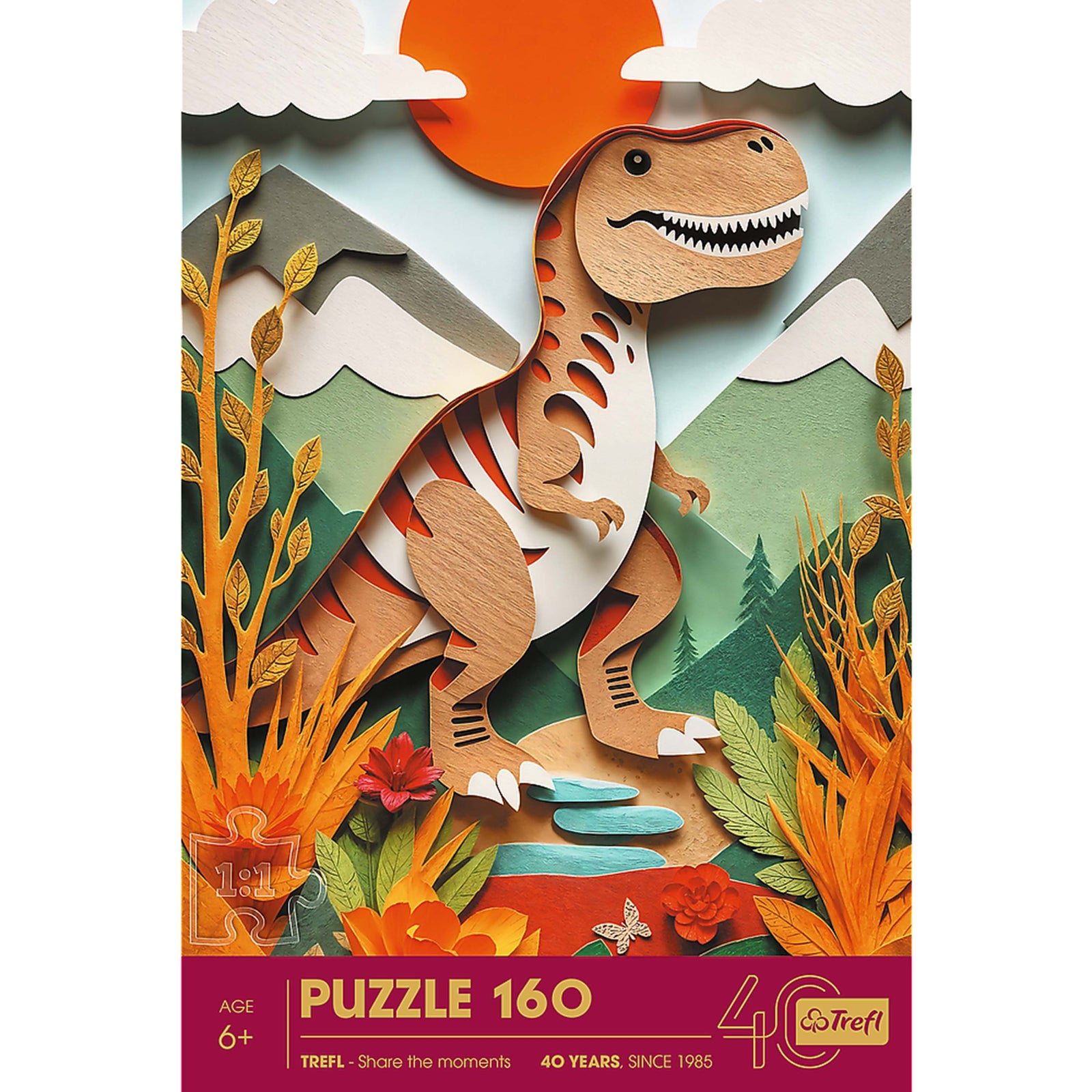 Trefl Kids 40th Anniversary Dinosaur 160 Piece Paper Art Puzzle