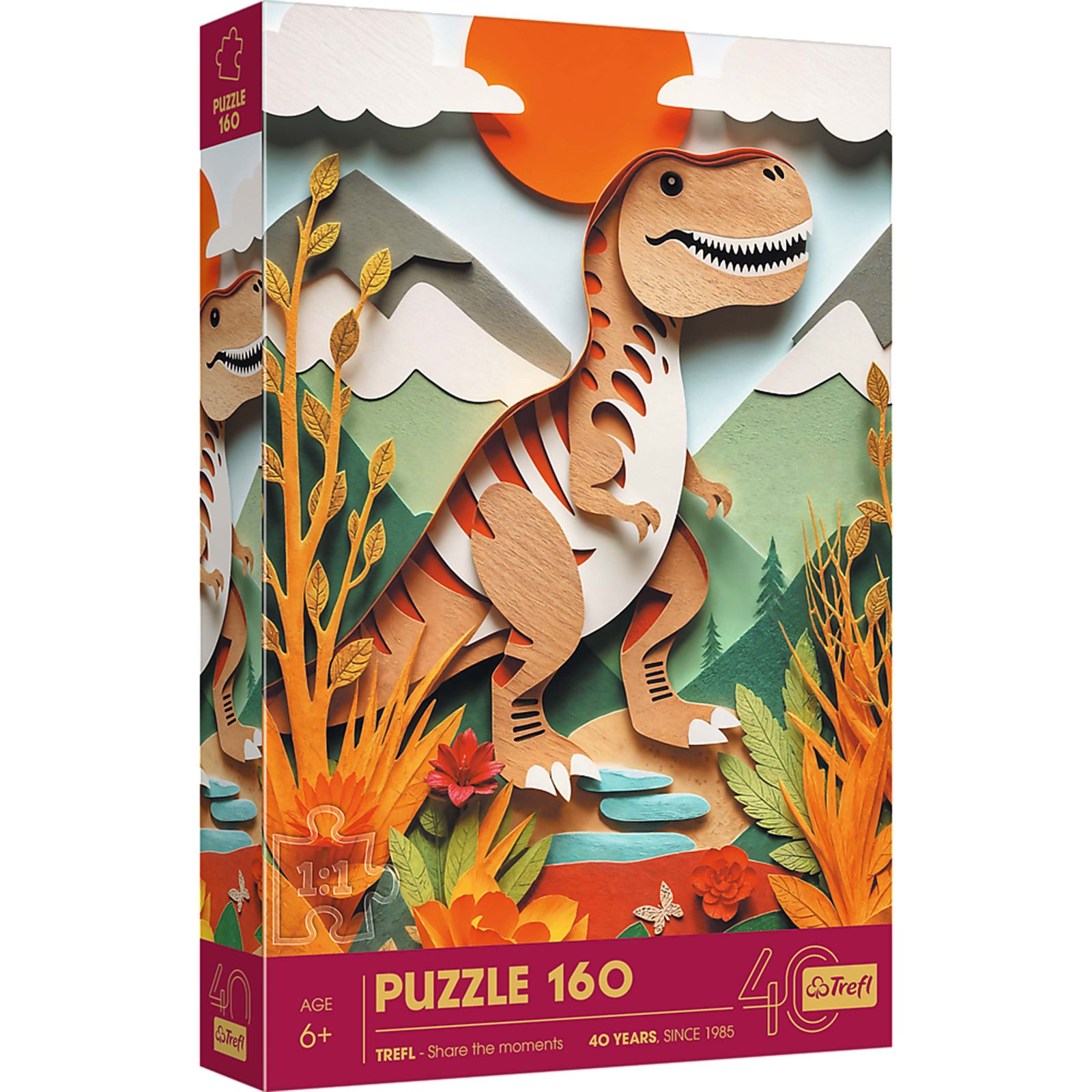 Trefl Kids 40th Anniversary Dinosaur 160 Piece Paper Art Puzzle