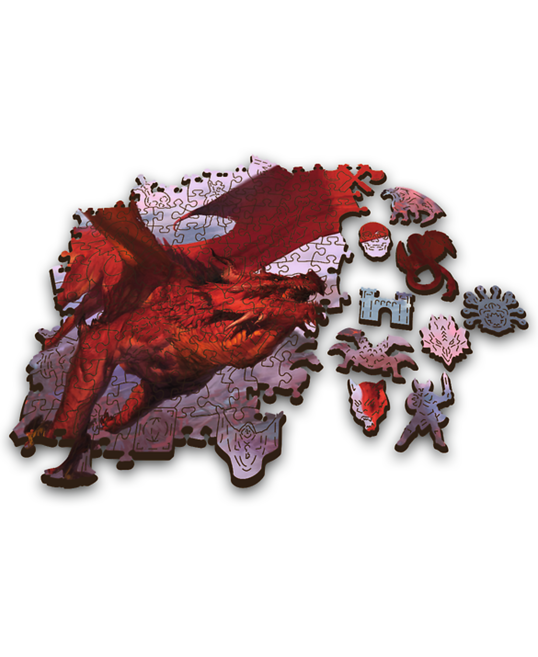 Trefl Wood Craft 501 Piece Wooden Puzzle - Dungeons & Dragons - Ancient Red Dragon