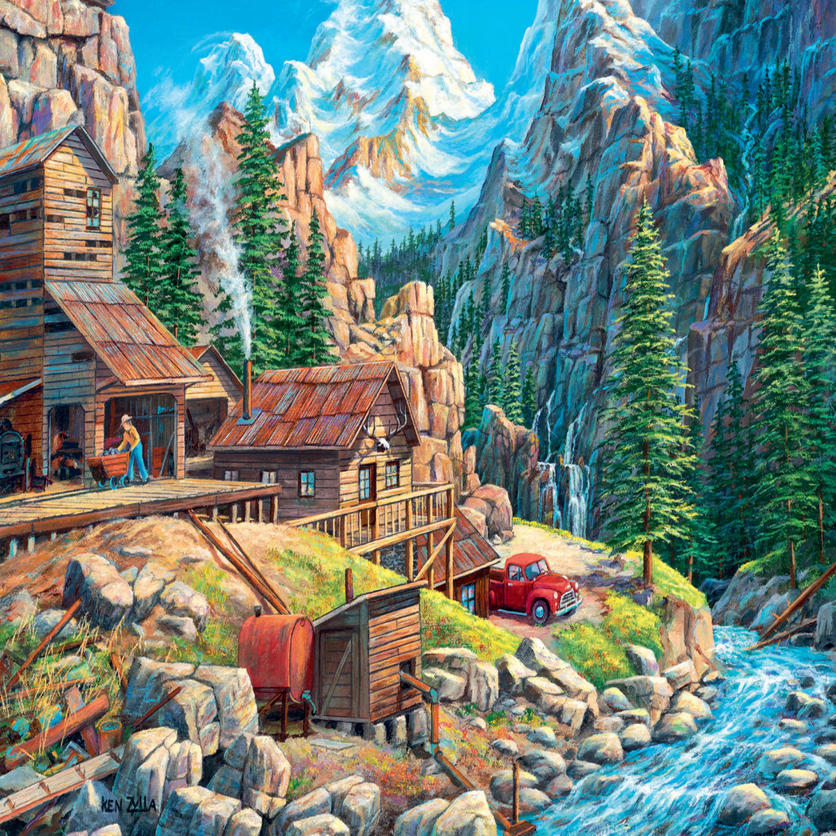 Trefl Red Cottage by the River 1000 Piece Puzzle